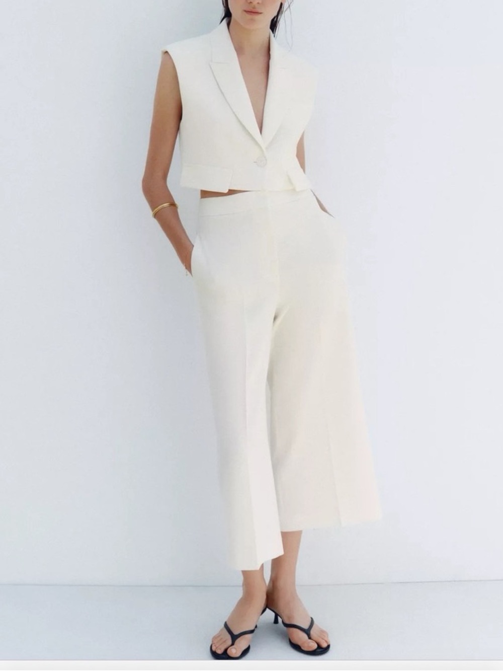 Zara High Waisted Culottes White